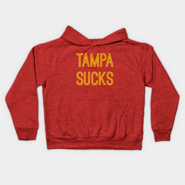 Tampa Sucks (Gold Text) Kids Hoodie by caknuck